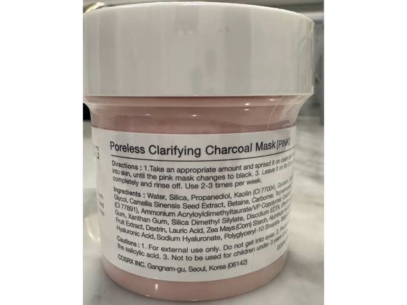 Cosrx Poreless Clarifying Charcoal Mask, Pink, 3.88 oz/110 g