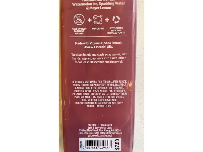 Bath & Body Works Watermelon Lemonade Gentle Gel Hand Soap, 8 fl oz/236 mL