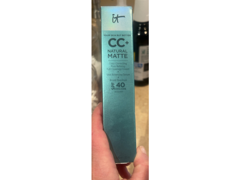 IT Cosmetics CC+ Cream Natural Matte Foundation, SPF 40, Light Medium Warm, 1.08 fl oz/32 mL