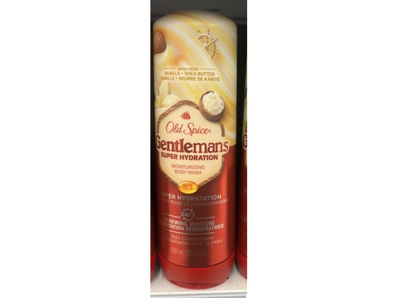 Old Spice Gentlemans Super Hydration, Moisturizing Body Wash, Vanilla + Shea Butter, 20 fl oz/591 mL