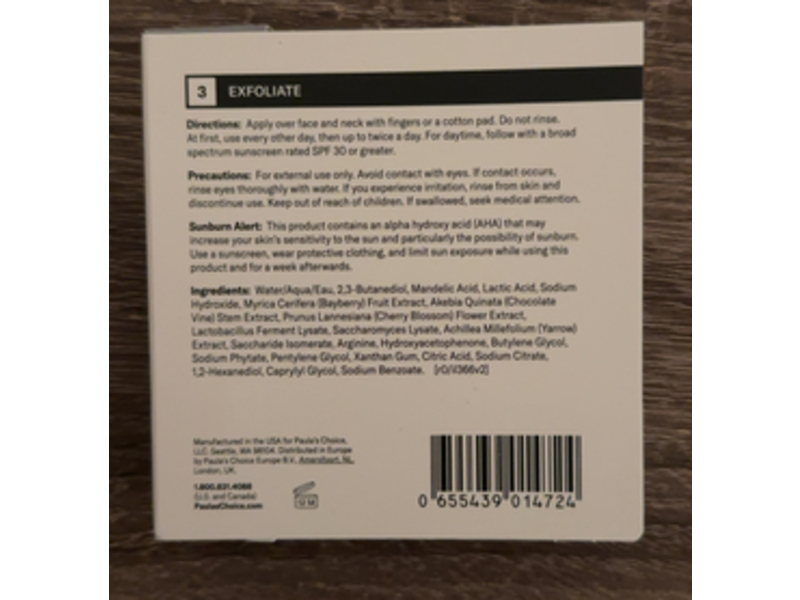 Paula's Choice Liquid Exfoliant, Mandelic Acid + Lactic Acid, 0.33 fl oz/10 mL