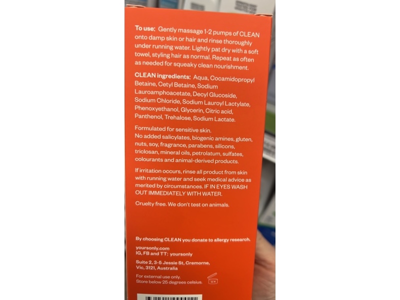 Yours Only Clean Face + Hair & Body Cleanser, 500 mL