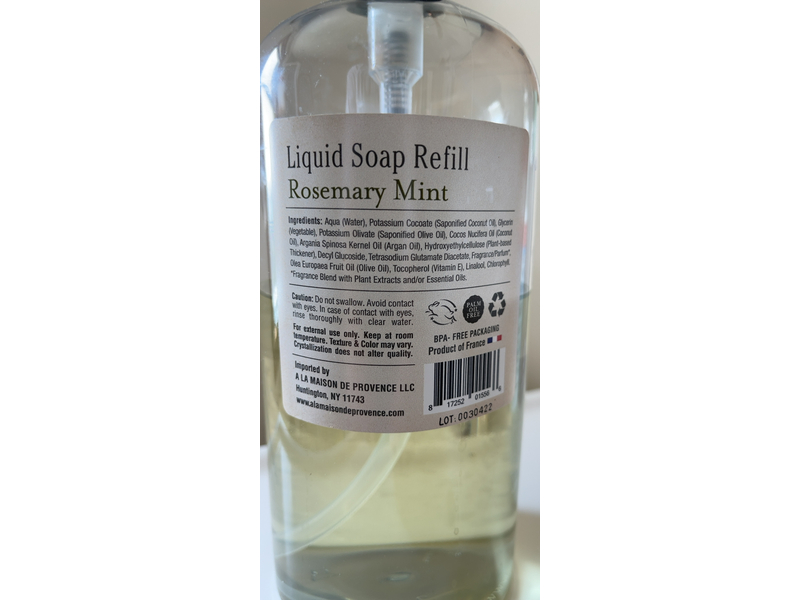 A La Maison Liquid Soap Refill, Rosemary Mint, 33.8 fl oz/1 L