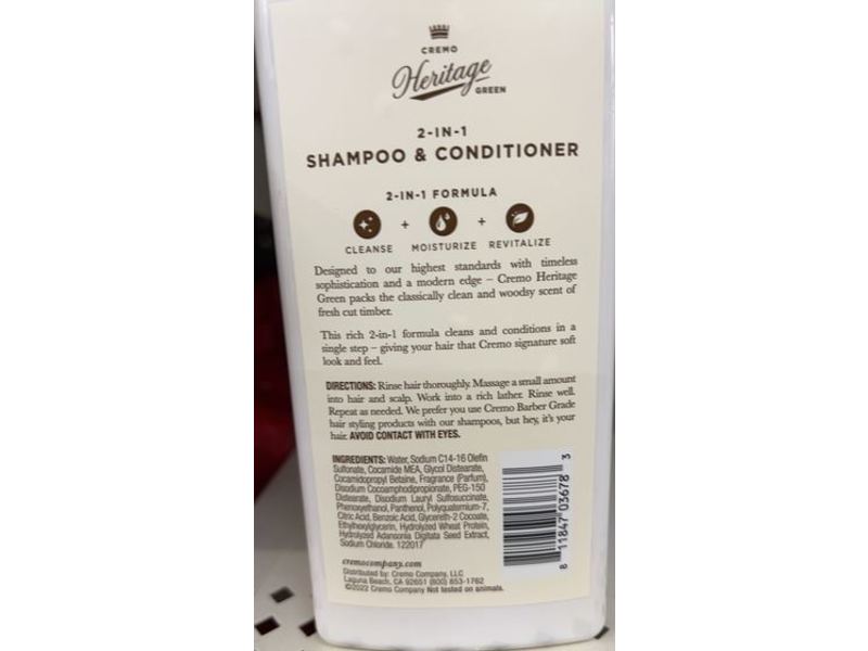 Creme 2-In-1 Shampoo & Conditioner, Fresh Timber Scent, 16 fl oz/473 mL