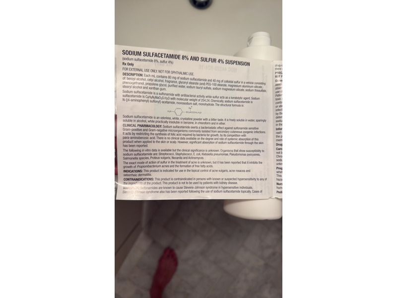 Sodium Sulfacetamide 8% and Sulfur 4% Suspension, 16 oz/473 mL, BioComp Pharma (Rx)