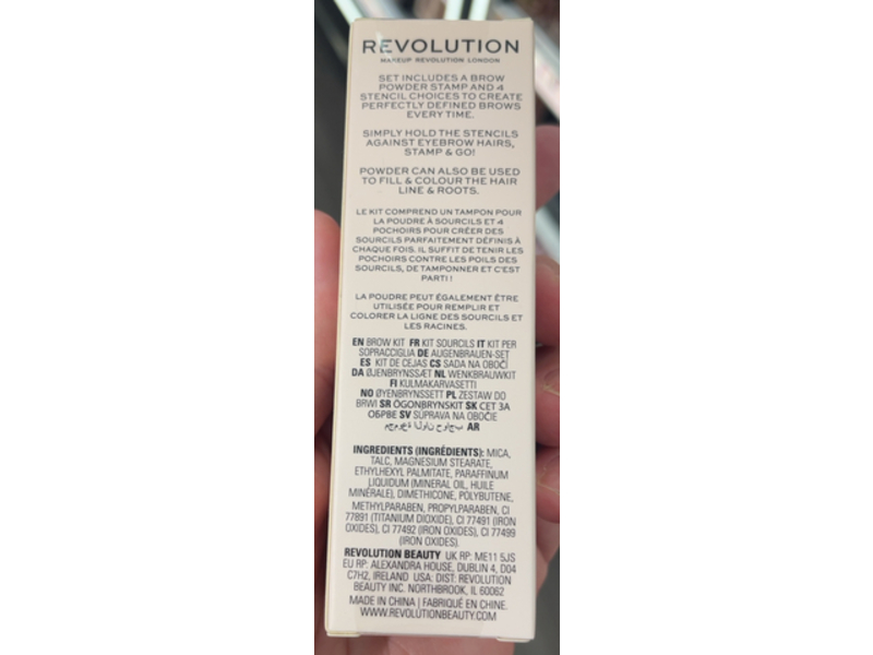 Revolution Brow Powder Stamp & Stencil Kit, Ash Brown, 0.02 fl oz/0.65 g