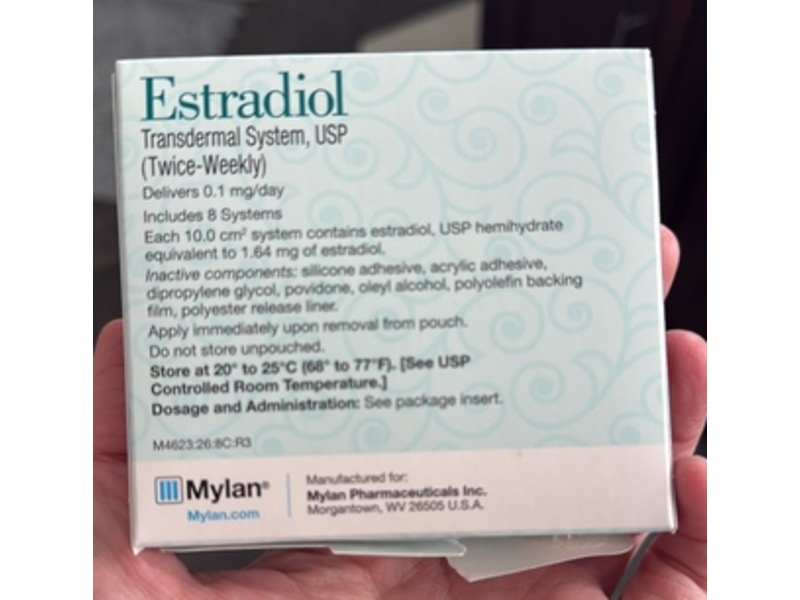 Estradiol Transdermal System 0.1 mg/day, 8 Count, Mylan (Rx)