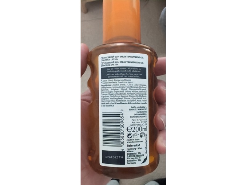 Eucerin Oil Control Dry Touch Sun Spray, SPF 50+, 200 mL