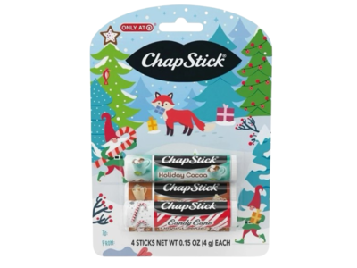 Chapstick Lip Balm, Sugar Cookie + Vanilla Latte + Holiday Cocoa & Candy Cane, 0.15 oz/4 g, 4 Count
