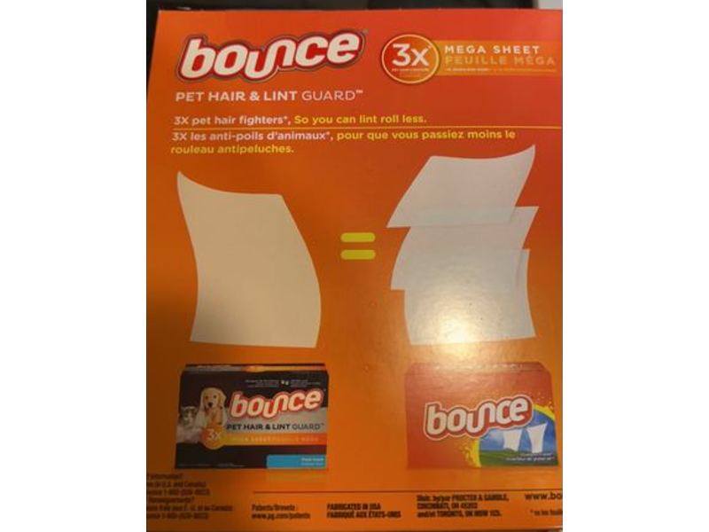 Bounce Pet Hair & Lint Guard Mega Dryer Sheets, Fresh Scent, 130 Count