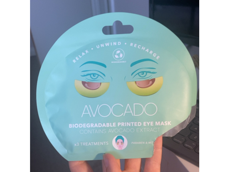 Anko Biodegradable Printed Eye Mask, Avocado Extract, 3 Count