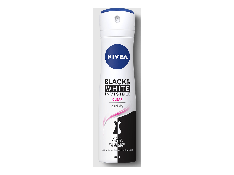 Nivea Anti-Perspirant Invisible Clear, Black & White, 150 mL