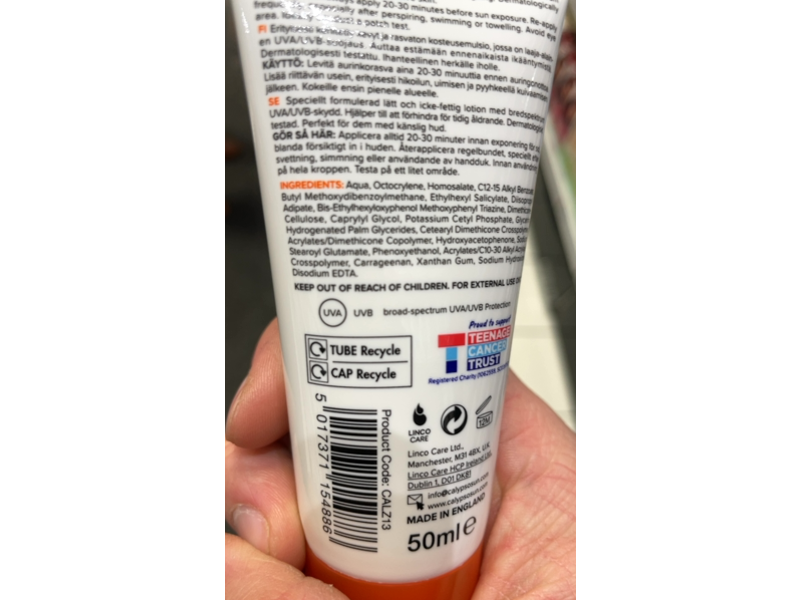 Calypso Sensitive Skin Face Sun Lotion, SPF 50+, 50 mL