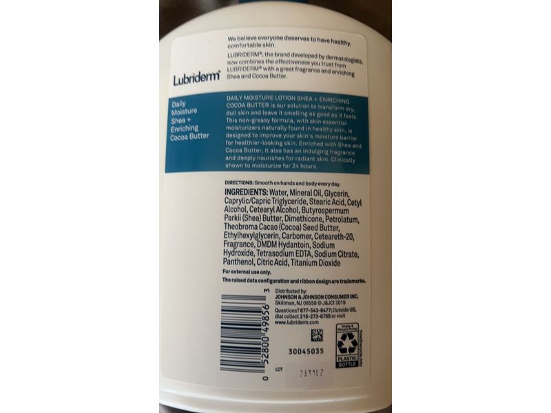 Lubriderm Daily Moisture Lotion, Shea Enriching Cocoa Buttrer, 16 fl oz/473 mL