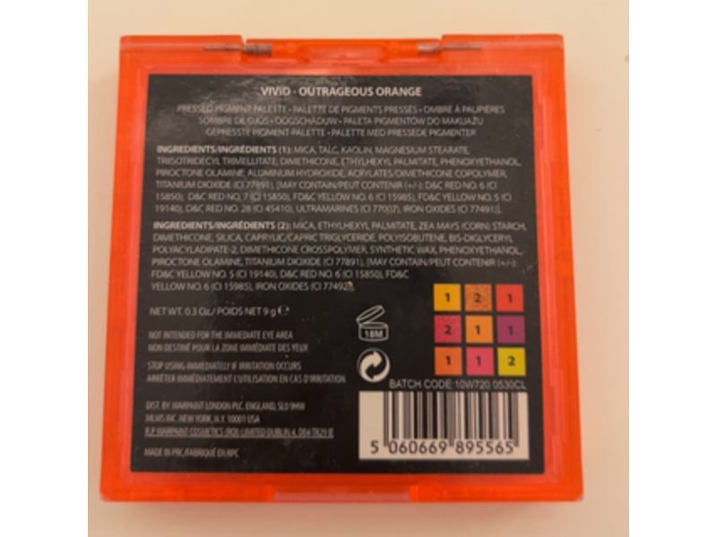 W7 Vivid Fluorescence & Fabulous Pressed Pigments Palette,Outrageous Orange, 0.3 oz/9 g