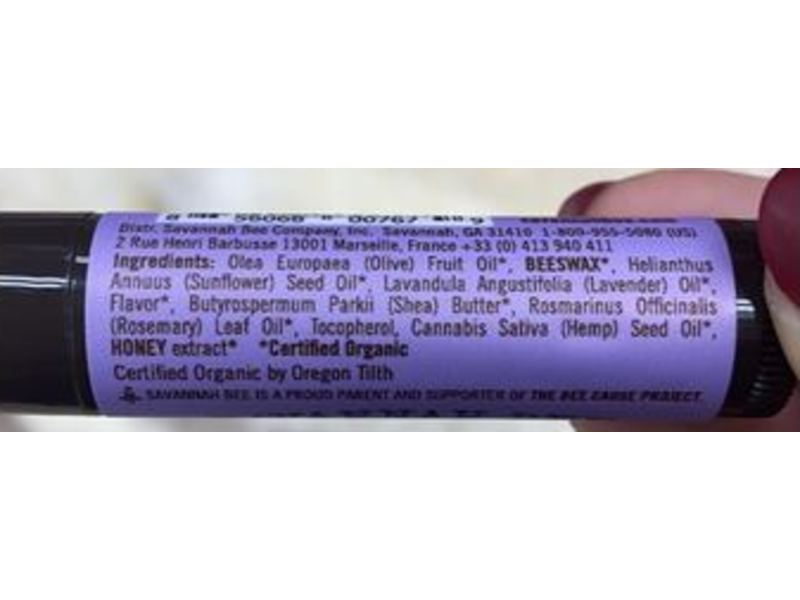 Savannah Bee Company Lip Balm, Beeswax & Honey , Rosemary Lavender