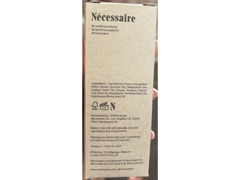 Necessaire The Body Oil L'Huile Corps, Fragrance Free, 1.7 fl oz/50 mL