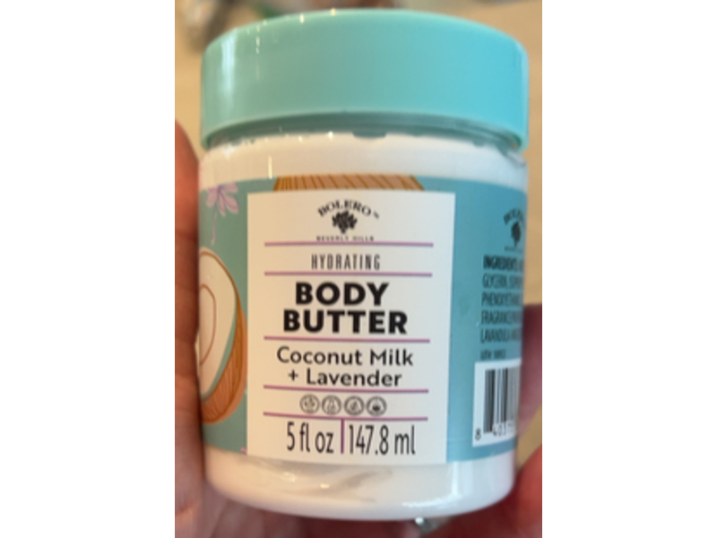 Bolero Beverly Hills Body Butter, Coconut Milk + Lavender, 5 fl oz/147.8 mL