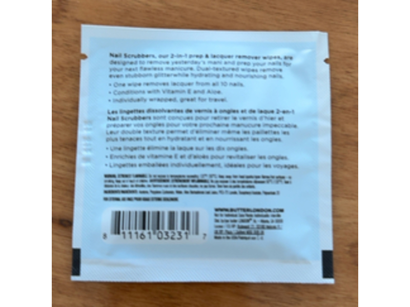 Butter London Nail Scrubbers 2-In-1 Prep & Lacquer Remover Wipes, Pack Of 10