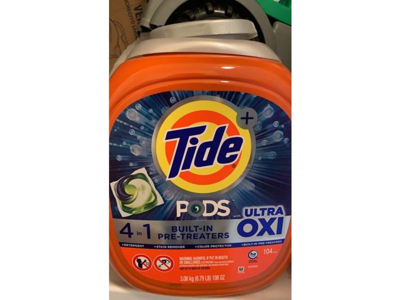 Tide+ Ultra Oxi Built-In Pre-Treaters Laundry Detergent Pods, 108 oz