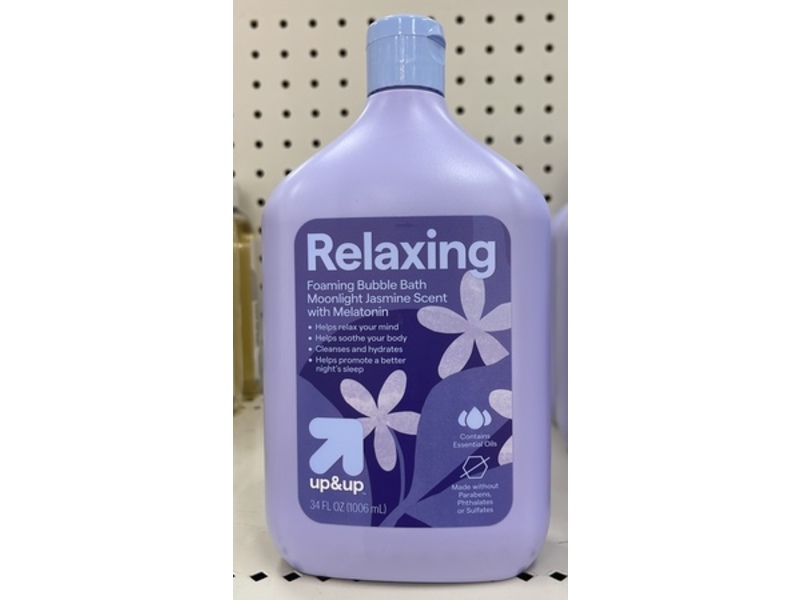 Up&Up Relaxing Foaming Bubble Bath, Moonlight Jasmine, 34 fl oz/1006 mL