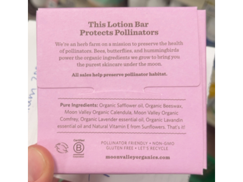 Moon Valley Organics Herbal Lotion Bar, Lavender, 1.9 oz/53.9 g