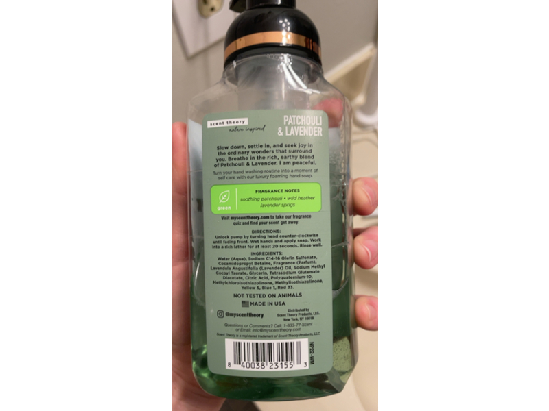 Scent Theory Nature Inspired Foaming Hand Soap, Patchouli & Lavender, 11 fl oz/325 mL
