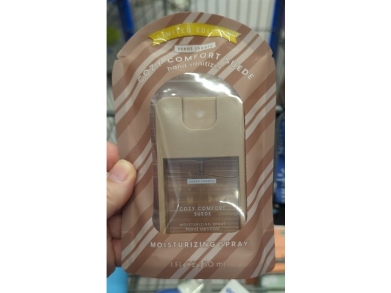 Scent Theory Moisturizing Hand Sanitizer spray, Cozy Comfort Suede, 1 fl oz/30 mL