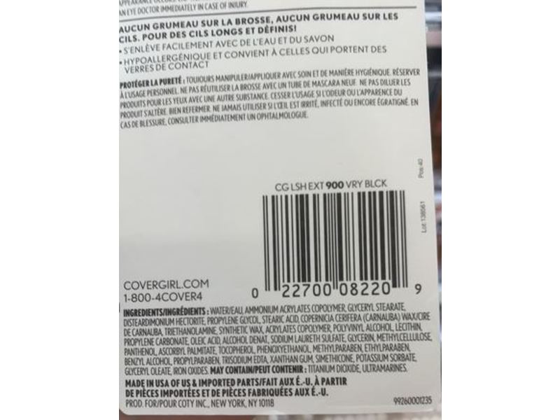 Covergirl Lash Exact Mascara, Definition + Length, 900 Very Black, 0.13 fl oz/4 mL