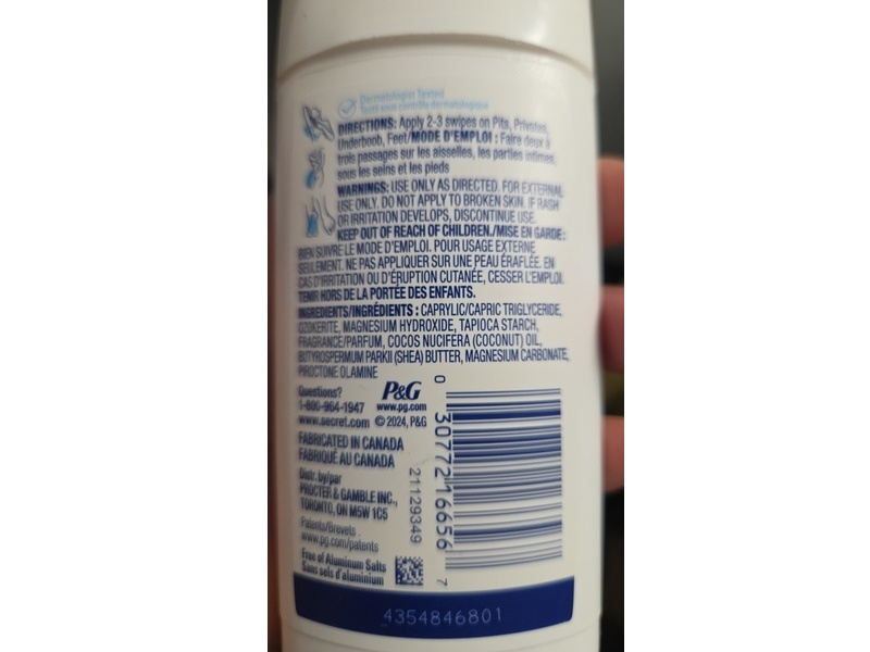 Secret Whole Body Toutle Corps Deodorant, Lilac, 68 g