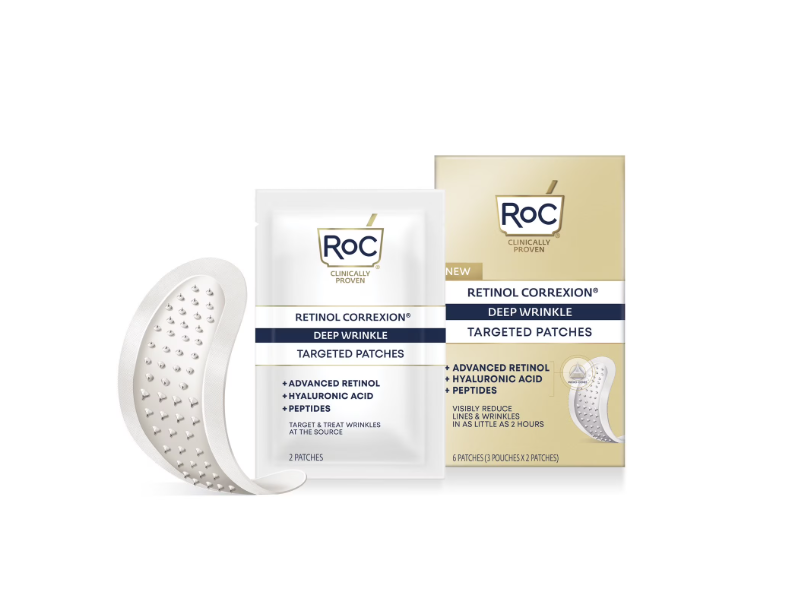 RoC Retinol Correxion Targeted Deep Facial Wrinkle Patches, Hyaluronic Acid + Firming Peptides, 6 Count