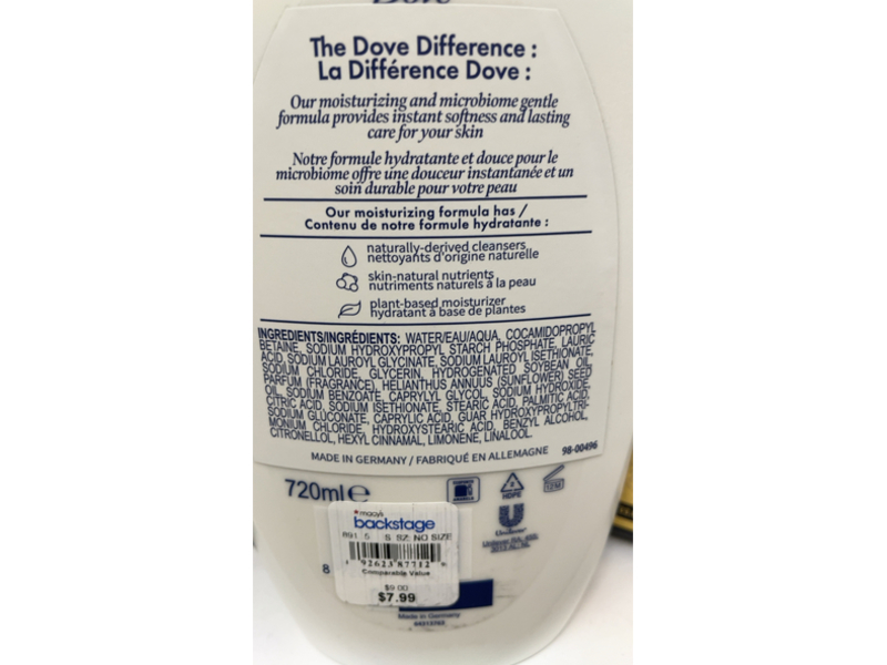 Dove Indulging Moisturising Cream Caring Bath, 24.34 fl oz/720 mL