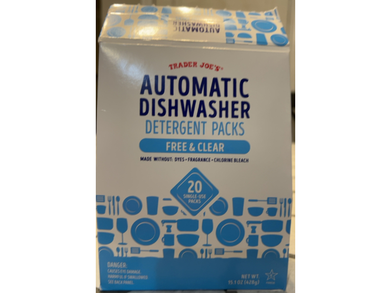 Trader Joe's Automatic Dishwasher Detergent Packs, Free & Clear, 15.1 oz/428 g