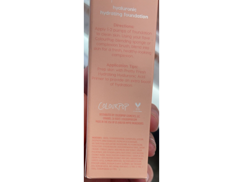 ColourPop Pretty Fresh Hyaluronic Hydrating Foundation, Light 70W, 1.0 fl oz/30 mL