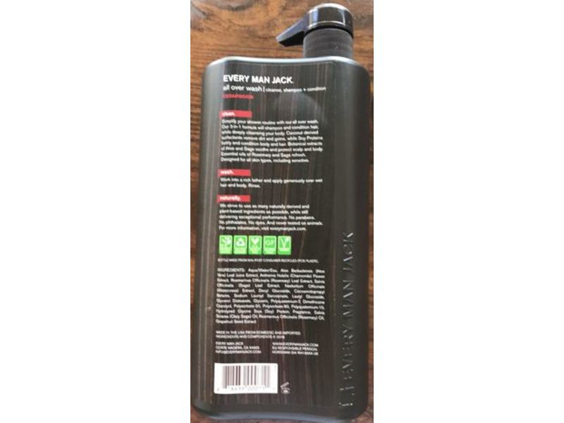 Every Man Jack 3-in-1 All Over Wash, Cedarwood, Brown, 32 fl oz/945 mL