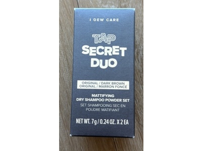 I Dew Care Tap Secret Duo Mattifying Dry Shampoo Powder Set, Dark Brown & Original, 0.24 oz/7 g