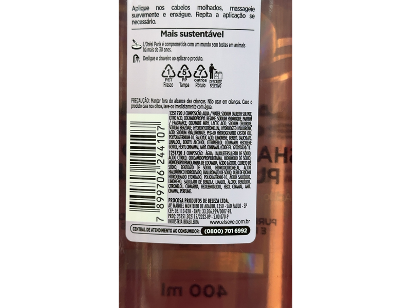 L'Oreal Paris Elseve Pure Hyaluronic Shampoo, 400 mL