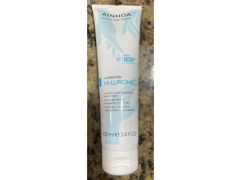 Ainhoa Hi-Luronic Hydrating & Nourishing Hand Cream, 3.4 fl oz/100 mL