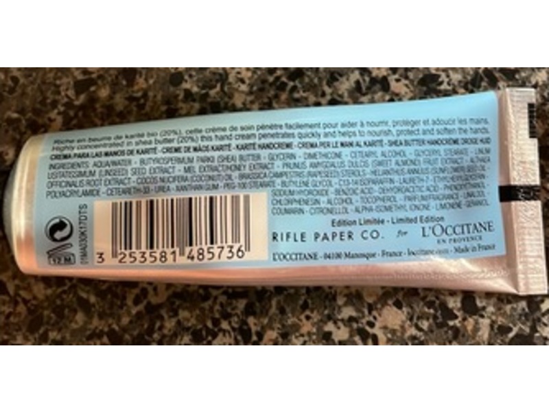 L'Occitane en Provence Rifle Paper Co. Nourishing Hand Cream, 1 oz/30 mL