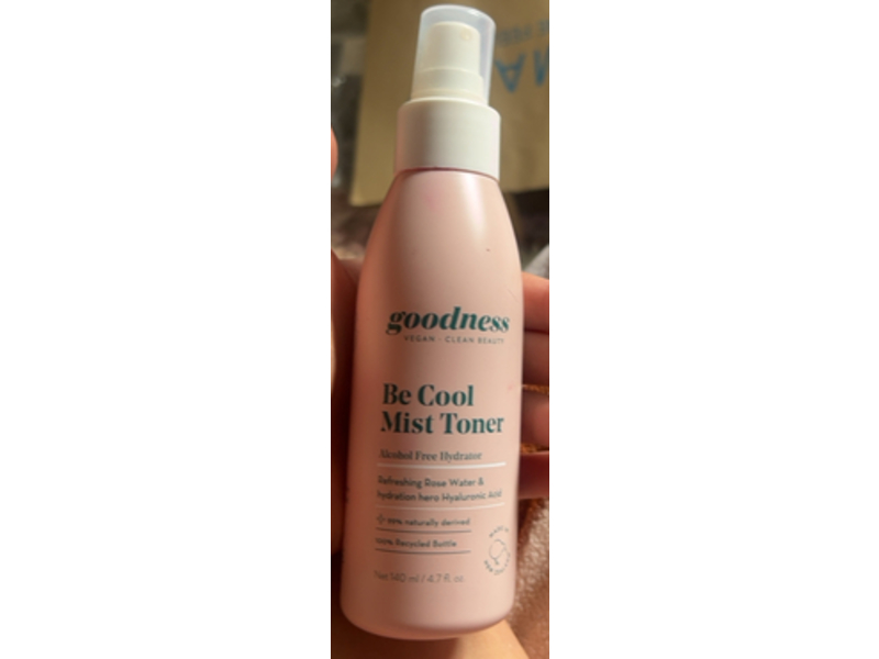 Goodness Be Cool Mist Toner, Rose Water & Hyaluronic Acid, 4.7 fl oz/140 mL