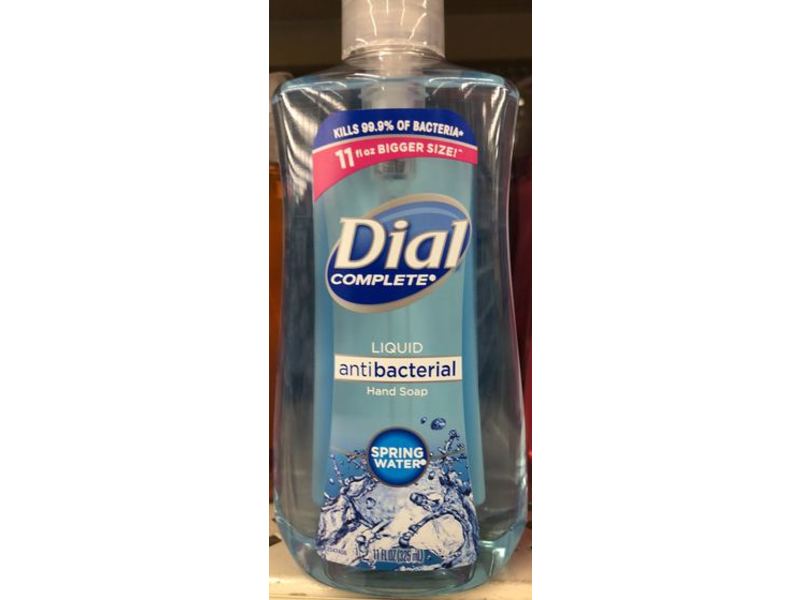 Dial Complete Liquid Antibacterial Hand Soap, Spring Water, 11 fl oz/325 mL, Pack Of 4