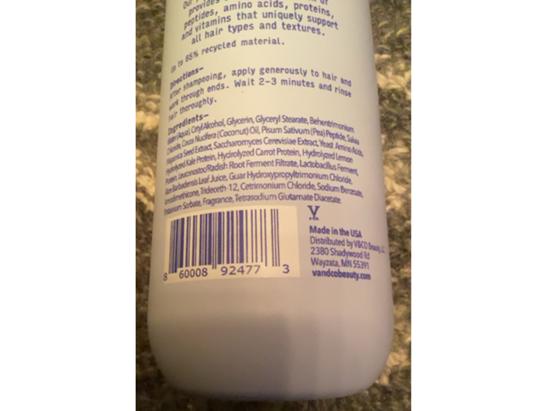 V&Co. Straight Conditioner, Peptides, 12 fl oz/355 mL