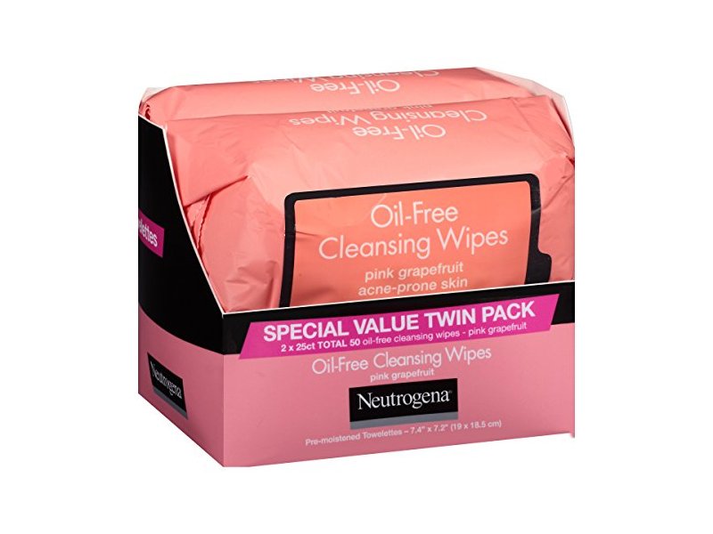 Neutrogena Oil-Free Cleansing Wipes, Pink Grapefruit, 2-pack
