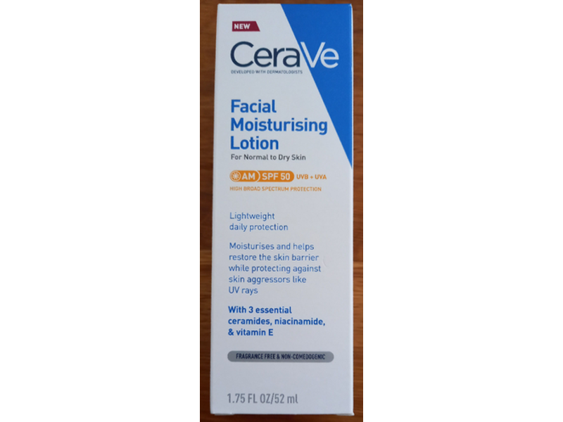CeraVe Facial Moisturising Lotion, SPF 50, 1.75 fl oz/52 mL