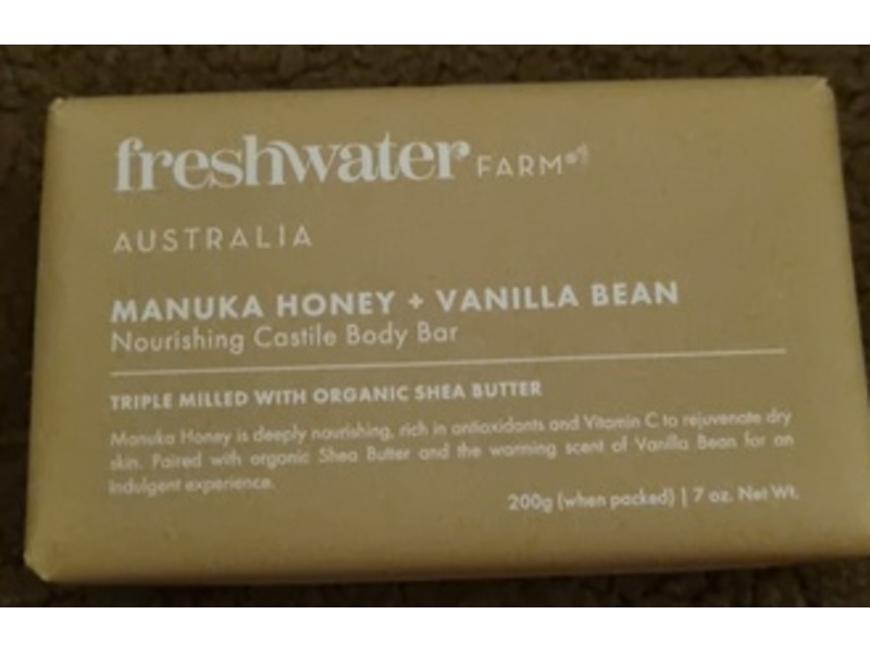 Freshwater Farm Nourishing Castile Body Bar, Manuka Honey + Vanilla Bean, 7 oz/200 g, Pack Of 8