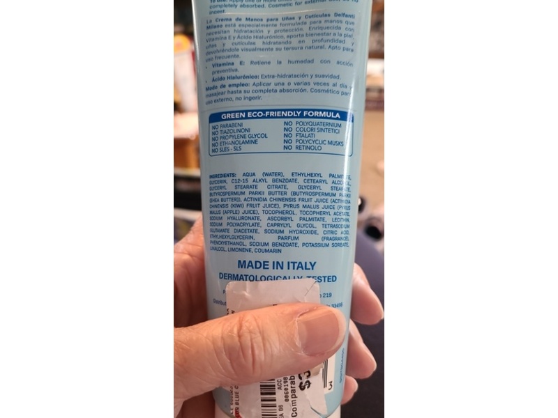 Delfanti Milano Nail & Cuticle Hand Cream, Vitamin E Hyaluronic Acid, 8.4 fl oz/250 mL