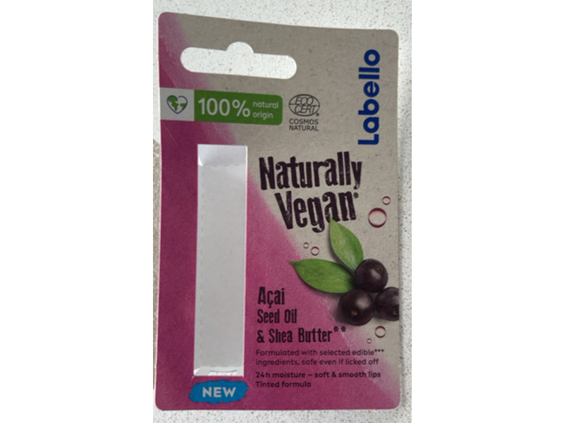 Labello Naturally Vegan Lip Balm, Acai Seed Oil & Shea Butter, 5.2 mL