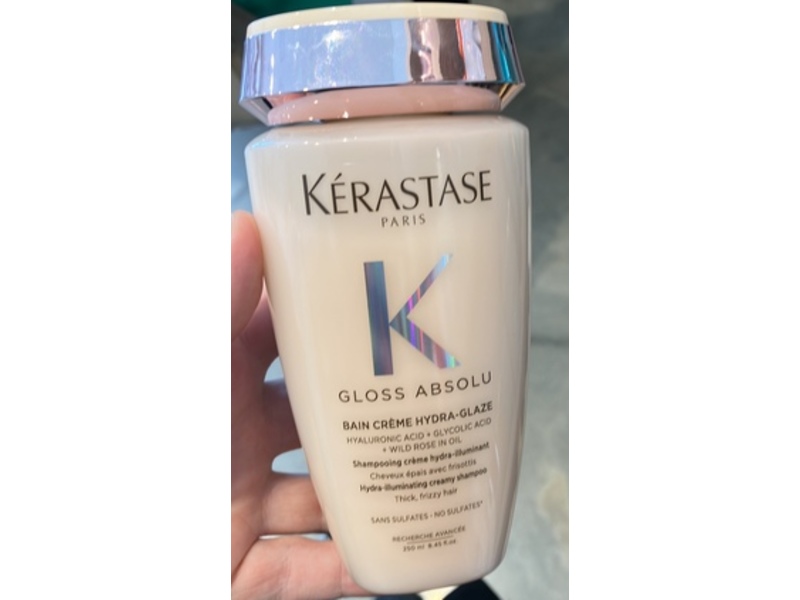 Kerastase Paris Gloss Absolu Bain Creme Hydra-Glaze Shampoo, Hyaluronic Acid + Glycolic Acid + Wild Rose In Oil, 8.45 fl oz/250 mL