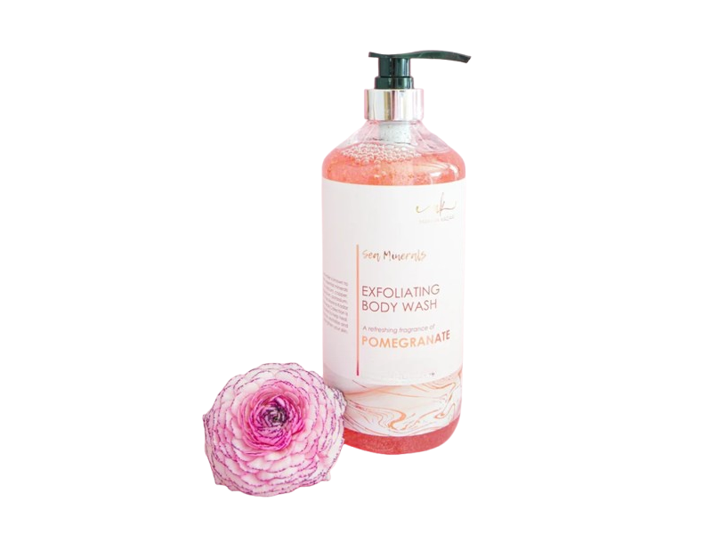 Manna Kadar Sea Minerals Exfoliating Body Wash, Pomegranate, 33.81 fl oz/1 L