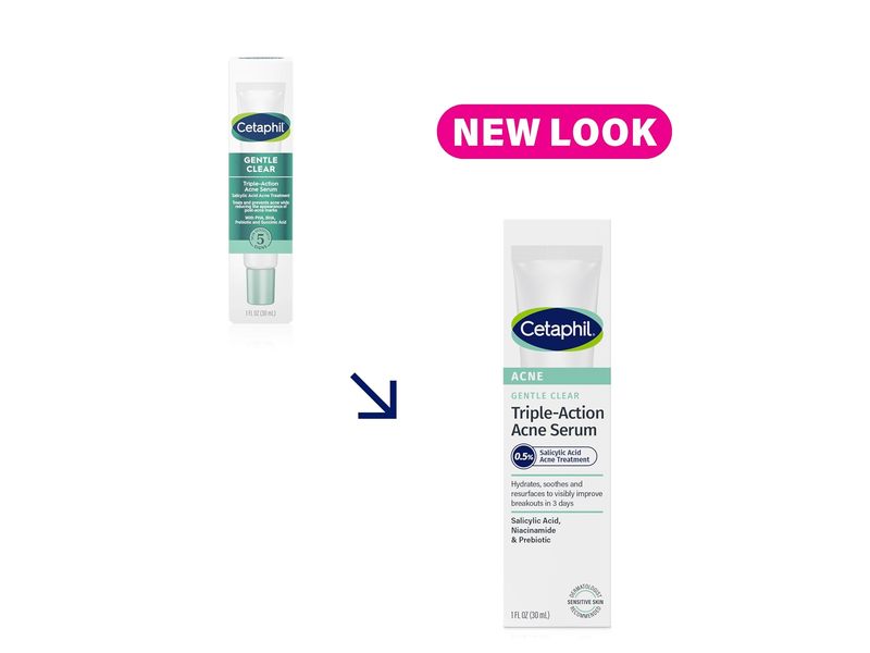 Cetaphil Gentle Clear Triple-Action Acne Serum, 1 fl oz/30 mL